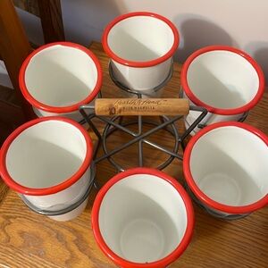 NWOT Hearth & Hand Enamel Cups w/ Caddy